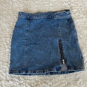 Free People We The Free Blue Jean Mini Skirt Zip and Button